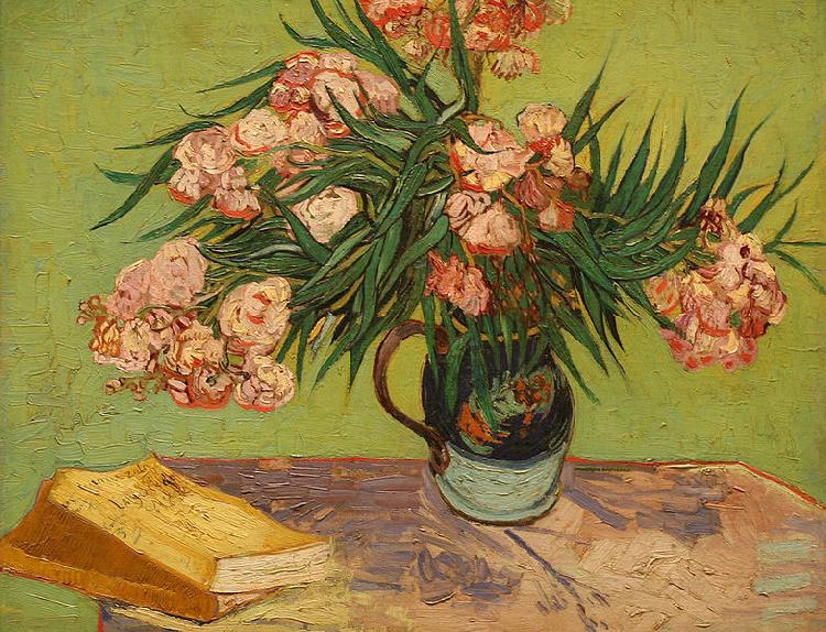 Vincent Van Gogh Vase with Oleanders and Books oil painting image